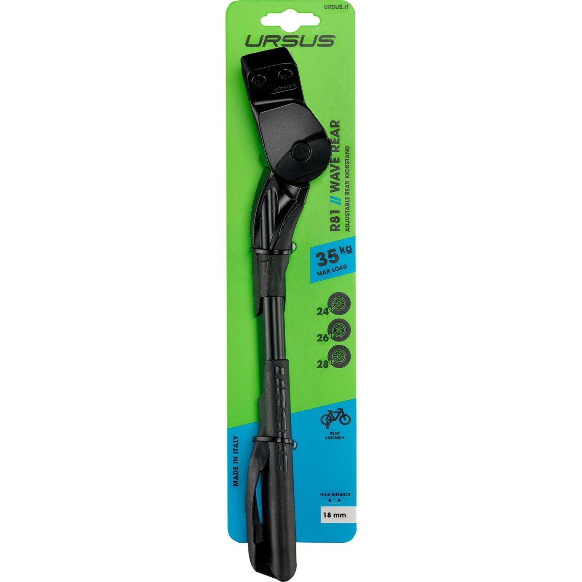 Ursus Wave 81 zijstandaard KSA 18mm achtervork 26-28 inch zwart